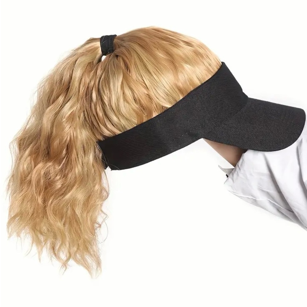 NEW - Curly Wave Ponytail Wig with Baseball Cap -  Color: 27H26. - Size 12”
